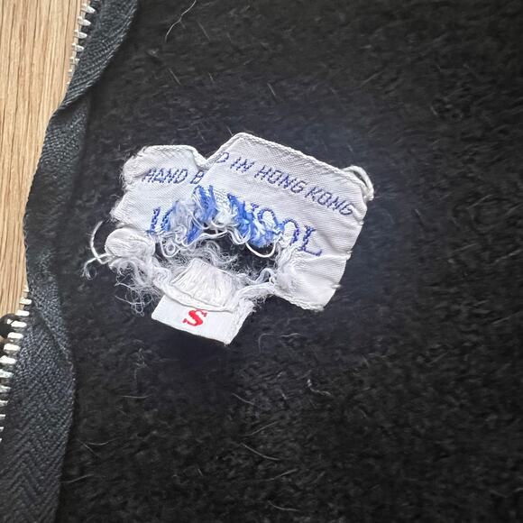 Vintage 60s Sequin Beaded Cocktail Black Sleeveless Top Zip Back Wool SZ Small - Picture 5 of 8